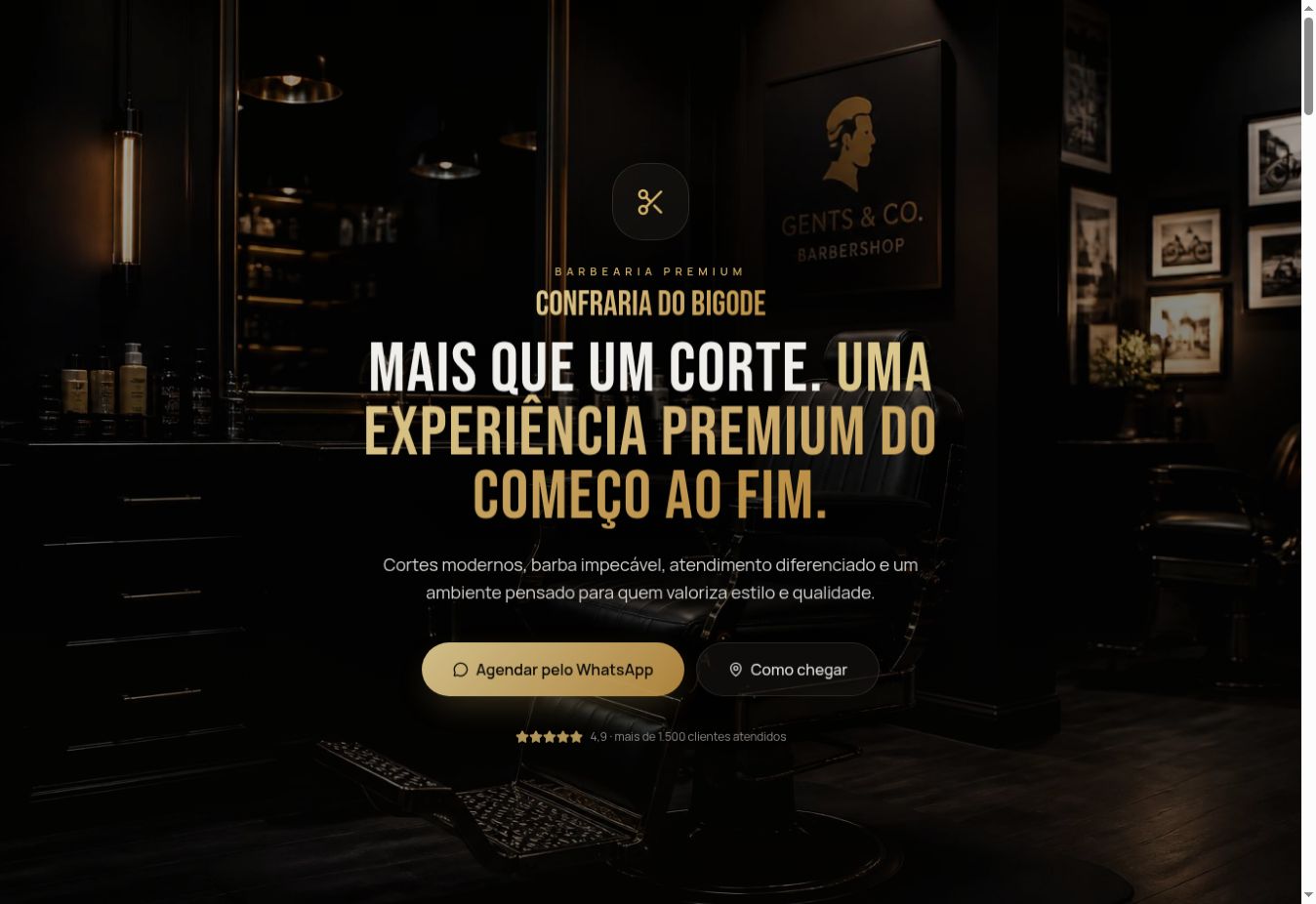 Prévia do site Razor Sharp Bio para barbearia